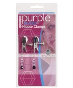 Spartacus Adjustable Broad Tip Nipple Clamps w/Purple Beads