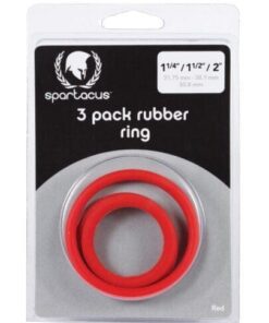 Spartacus Rubber Cock Ring Set - Red Pack of 3