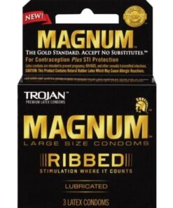 Trojan Magnum Ribbed Condoms - Box of 3