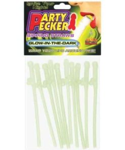 Party Pecker Sipping Straws - Glow-in-the-Dark Pack of 10