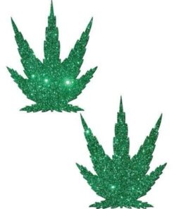 Pastease Glitter Marijuana Leaf - Green O/S