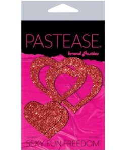 Pastease Glitter Peek a Boob Hearts - Red O/S