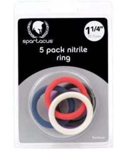 Spartacus 1.25" Nitrile Cock  Ring Set - Asst. Colors Pack of 5