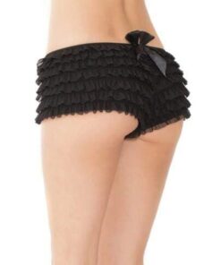 Ruffle Shorts w/Back Bow Detail Black O/S