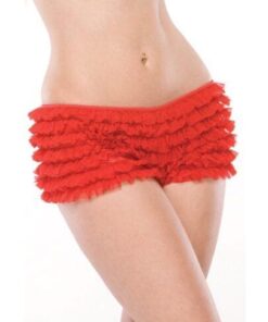 Ruffle Shorts w/Back Bow Detai Red O/S