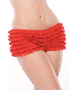 Ruffle Shorts w/Back Bow Detail Red OS/XL