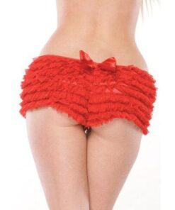 Ruffle Shorts w/Back Bow Detail Red OS/XL