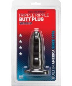 Triple Ripple Butt Plug - Medium Black