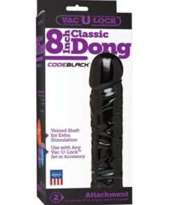 Vac-U-Lock Code Black 8" Classic Dong