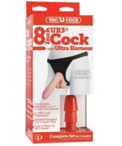 Ultra Harness 2 w/8" Ultraskyn Cock - White