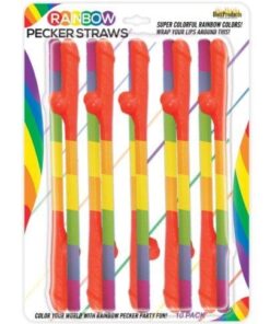 Rainbow Pecker Straws Pack of 10