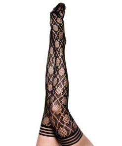 Kix'ies Elle  Fishnet Diamond Thigh High Black A