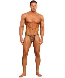 Male Power Posing Strap Thong Animal Print O/S