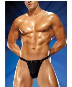 Male Power Rip off Thong w/Studs Black L/XL