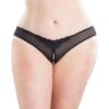 Crotchless Thong w/Pearls Black 1X/2X