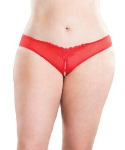 Crotchless Thong w/Pearls Red 3X/4X