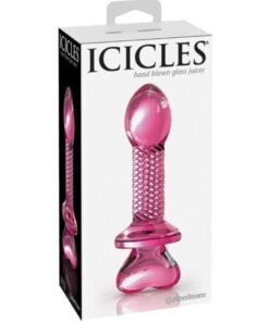 Icicles No. 82 Hand Blown Glass Butt Plug Ribbed - Pink