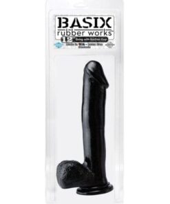 Basix Rubber Works 12" Dong w/Suction Cup - Black