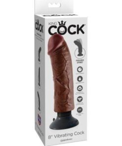 King Cock 8" Vibrating Cock - Brown