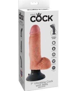 King Cock 7" Vibrating Cock w/Balls - Flesh