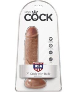 King Cock 7" Cock w/Balls - Tan