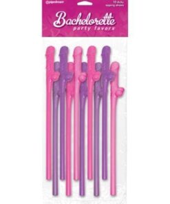 Bachelorette Party Favors Dicky Sipping Straws - Asst. Colors Pack of 10