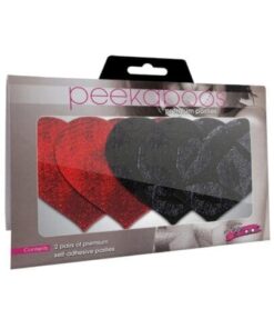 Stolen Kisses Hearts - Red & Black  Pack of 2