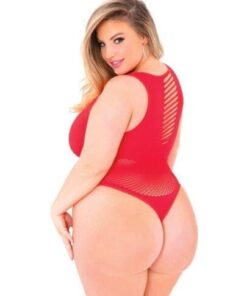 Pink Lipstick Low Blow Cut Out Bodysuit Red QN