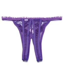 Scalloped Embroidery Crotchless Panty Purple O/S