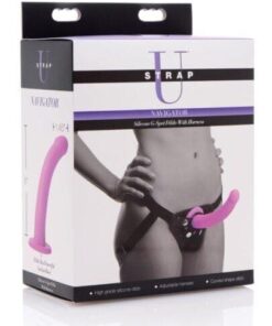 Strap U Navigator Silicone G Spot Dildo w/Harness - Purple