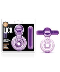 Blush Play with Me Lick it Vibrating Double Strap Cockring - Purple