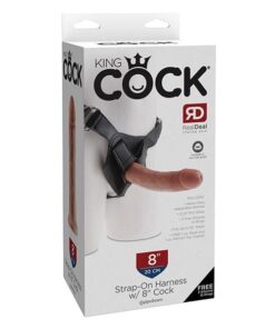 King Cock Strap-On Harness w/8" Cock - Tan