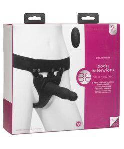 Body Extensions Be Aroused Vibrating 2 Piece Strap On Set - Black