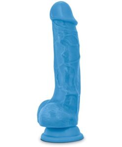 Blush Neo Dual Density 7.5" Cock w/Balls - Neon Blue