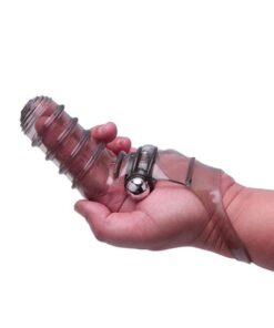 The 9's Vibrofinger Ribbed Finger Massager - Grey