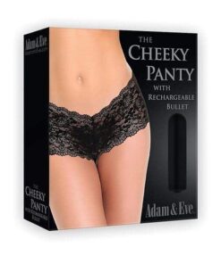 Adam & Eve Cheeky Panty w/Rechargeable Bullet - Black