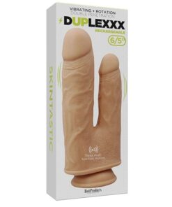 Skinsations Duplexx Vibrating & Rotating Double Dildo - Flesh