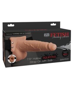 Fetish Fantasy Series 7.5" Hollow Squirting Strap On w/Balls - Flesh