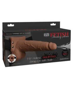 Fetish Fantasy Series 7.5" Hollow Squirting Strap On w/Balls - Tan