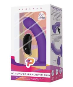 Pegasus 6" Rechargeable Curved Peg w/Adjustable Harness & Remote Set - Purple