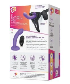 Pegasus 6" Rechargeable Curved Peg w/Adjustable Harness & Remote Set - Purple