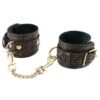 Spartacus Faux Fur Lining Wrist Restraints - Brown Floral Print