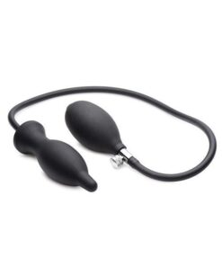 Master Series Dark Inflator Inflatable Silicone Anal Plug - Black