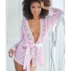 Allure Nina Lace & Mesh Robe w/G-String Pink S/M