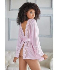 Allure Nina Lace & Mesh Robe w/G-String Pink S/M