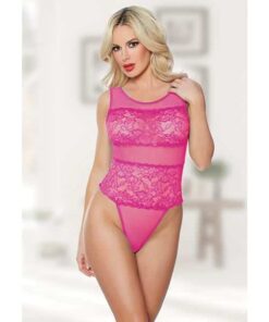 Allure Heather & Lace Teddy Hot Pink O/S