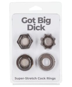 Got Big Dick 4 Pack Cock Rings - Black