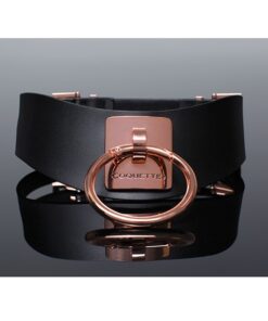 Pleasure Collection Adjustable Collar - Black/Rose Gold