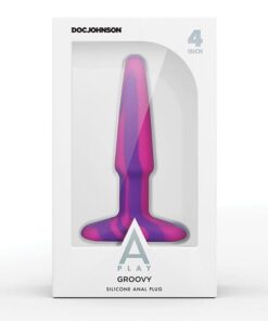 A Play 4" Groovy Silicone Anal Plug - Multicolor/Pink