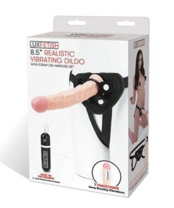 Lux Fetish 8.5" Realistic Vibrating Dildo w/Strap On Harness Set